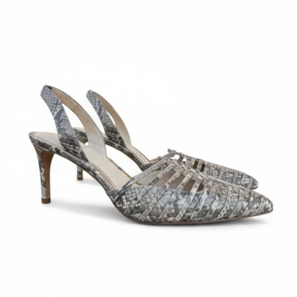 Kenneth Cole New York Riley Slingback Pump in Light Grey Faux Leather size 9.5 - Picture 1 of 14